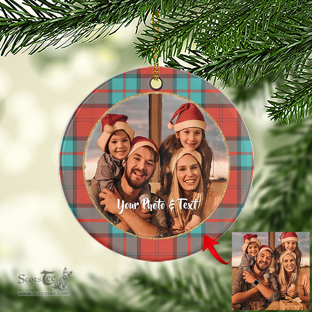 Scottish Dunbar Ancient Tartan Ornament - Personalized Two Sided Family Christmas Photo Ceramic Ornament Scottish Plaid Tartan Plaid - ScotsTee - scotstee.com