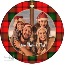 Scottish Kerr Modern Tartan Ornament - Personalized Two Sided Family Christmas Photo Ceramic Ornament Scottish Plaid Tartan Plaid - ScotsTee - scotstee.com