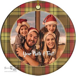 Scottish MacMillan Old Weathered Tartan Ornament - Personalized Two Sided Family Christmas Photo Ceramic Ornament Scottish Plaid Tartan Plaid - ScotsTee - scotstee.com