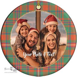 Scottish MacKinnon Ancient Tartan Ornament - Personalized Two Sided Family Christmas Photo Ceramic Ornament Scottish Plaid Tartan Plaid - ScotsTee - scotstee.com
