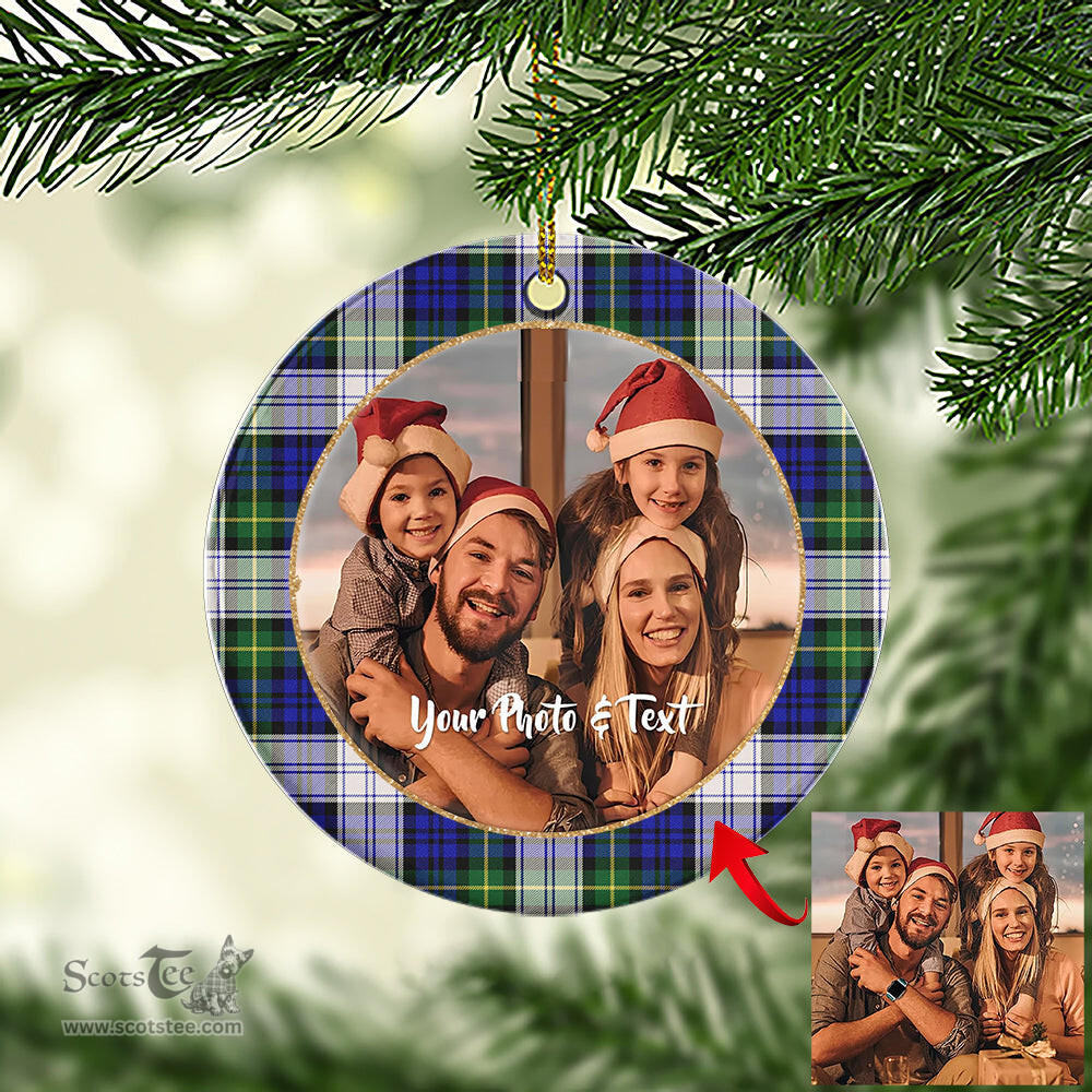 Scottish Gordon Dress Modern Tartan Ornament - Personalized Two Sided Family Christmas Photo Ceramic Ornament Scottish Plaid Tartan Plaid - ScotsTee - scotstee.com