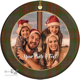 Scottish Gray Tartan Ornament - Personalized Two Sided Family Christmas Photo Ceramic Ornament Scottish Plaid Tartan Plaid - ScotsTee - scotstee.com