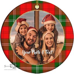 Scottish Lennox Modern Tartan Ornament - Personalized Two Sided Family Christmas Photo Ceramic Ornament Scottish Plaid Tartan Plaid - ScotsTee - scotstee.com