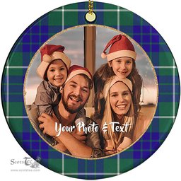 Scottish Hamilton Hunting Modern Tartan Ornament - Personalized Two Sided Family Christmas Photo Ceramic Ornament Scottish Plaid Tartan Plaid - ScotsTee - scotstee.com