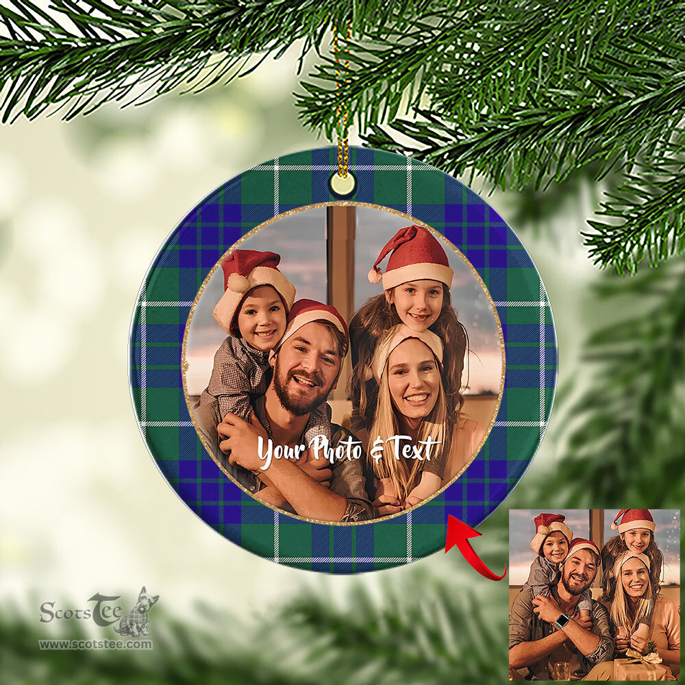 Scottish Hamilton Hunting Modern Tartan Ornament - Personalized Two Sided Family Christmas Photo Ceramic Ornament Scottish Plaid Tartan Plaid - ScotsTee - scotstee.com