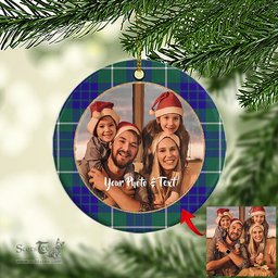 Scottish Hamilton Hunting Modern Tartan Ornament - Personalized Two Sided Family Christmas Photo Ceramic Ornament Scottish Plaid Tartan Plaid - ScotsTee - scotstee.com