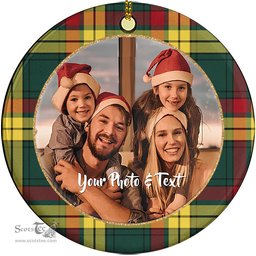 Scottish MacMillan Old Modern Tartan Ornament - Personalized Two Sided Family Christmas Photo Ceramic Ornament Scottish Plaid Tartan Plaid - ScotsTee - scotstee.com