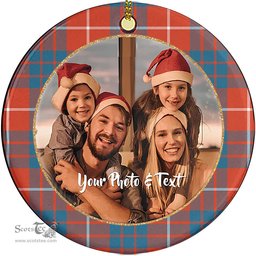 Scottish Hamilton Ancient Tartan Ornament - Personalized Two Sided Family Christmas Photo Ceramic Ornament Scottish Plaid Tartan Plaid - ScotsTee - scotstee.com