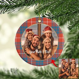Scottish Hamilton Ancient Tartan Ornament - Personalized Two Sided Family Christmas Photo Ceramic Ornament Scottish Plaid Tartan Plaid - ScotsTee - scotstee.com