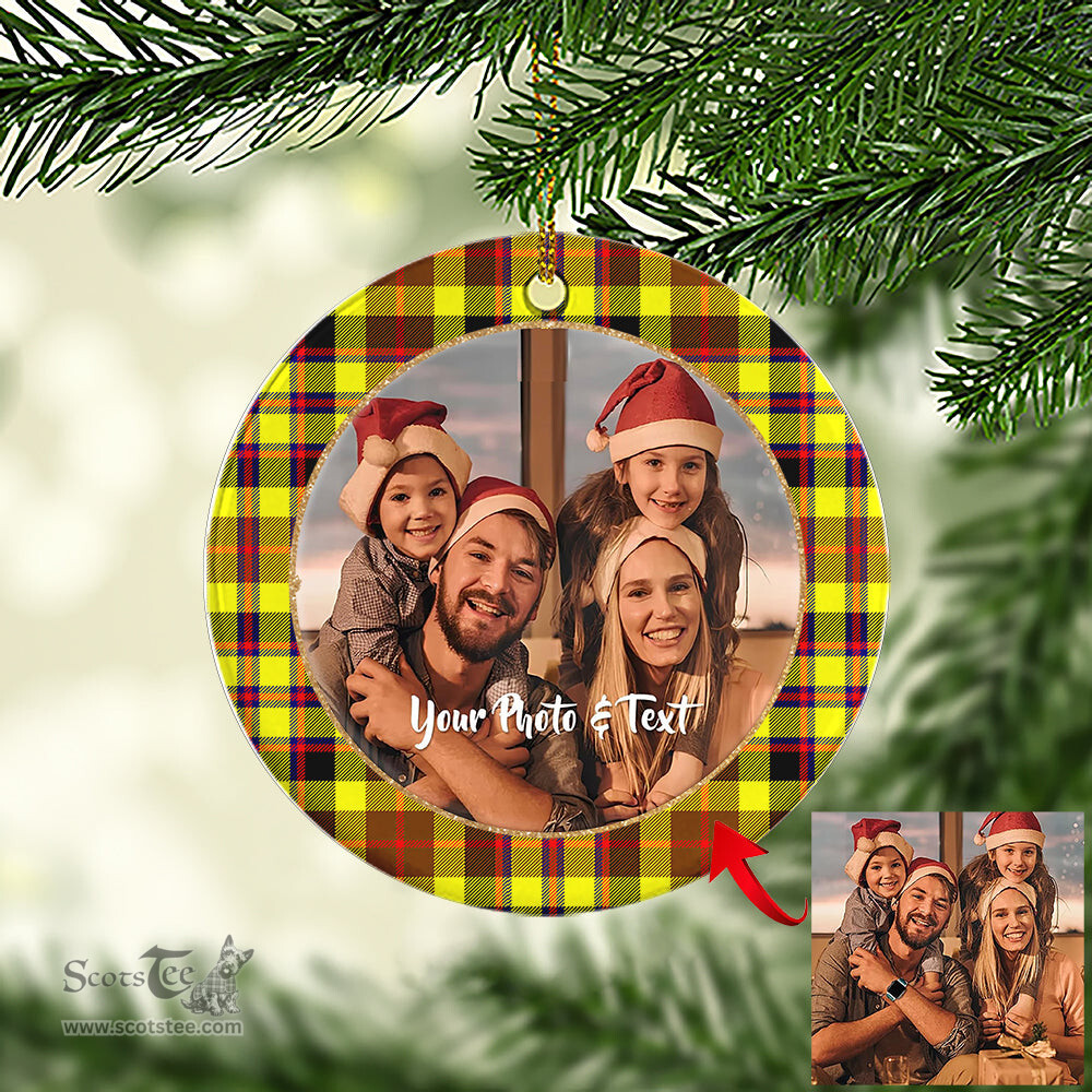 Scottish Jardine Tartan Ornament - Personalized Two Sided Family Christmas Photo Ceramic Ornament Scottish Plaid Tartan Plaid - ScotsTee - scotstee.com