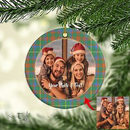 Scottish MacKintosh Hunting Ancient Tartan Ornament - Personalized Two Sided Family Christmas Photo Ceramic Ornament Scottish Plaid Tartan Plaid - ScotsTee - scotstee.com