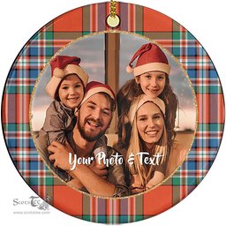 Scottish MacFarlane Ancient Tartan Ornament - Personalized Two Sided Family Christmas Photo Ceramic Ornament Scottish Plaid Tartan Plaid - ScotsTee - scotstee.com