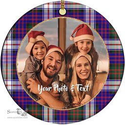 Scottish MacDonald Dress Modern Tartan Ornament - Personalized Two Sided Family Christmas Photo Ceramic Ornament Scottish Plaid Tartan Plaid - ScotsTee - scotstee.com