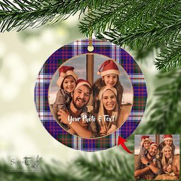 Scottish MacDonald Dress Modern Tartan Ornament - Personalized Two Sided Family Christmas Photo Ceramic Ornament Scottish Plaid Tartan Plaid - ScotsTee - scotstee.com