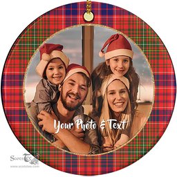 Scottish Lumsden Modern Tartan Ornament - Personalized Two Sided Family Christmas Photo Ceramic Ornament Scottish Plaid Tartan Plaid - ScotsTee - scotstee.com