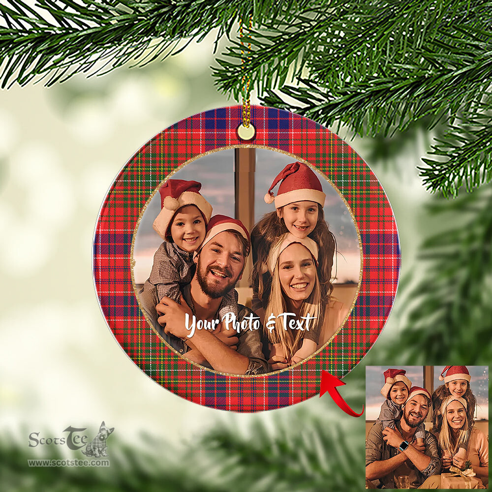 Scottish Lumsden Modern Tartan Ornament - Personalized Two Sided Family Christmas Photo Ceramic Ornament Scottish Plaid Tartan Plaid - ScotsTee - scotstee.com