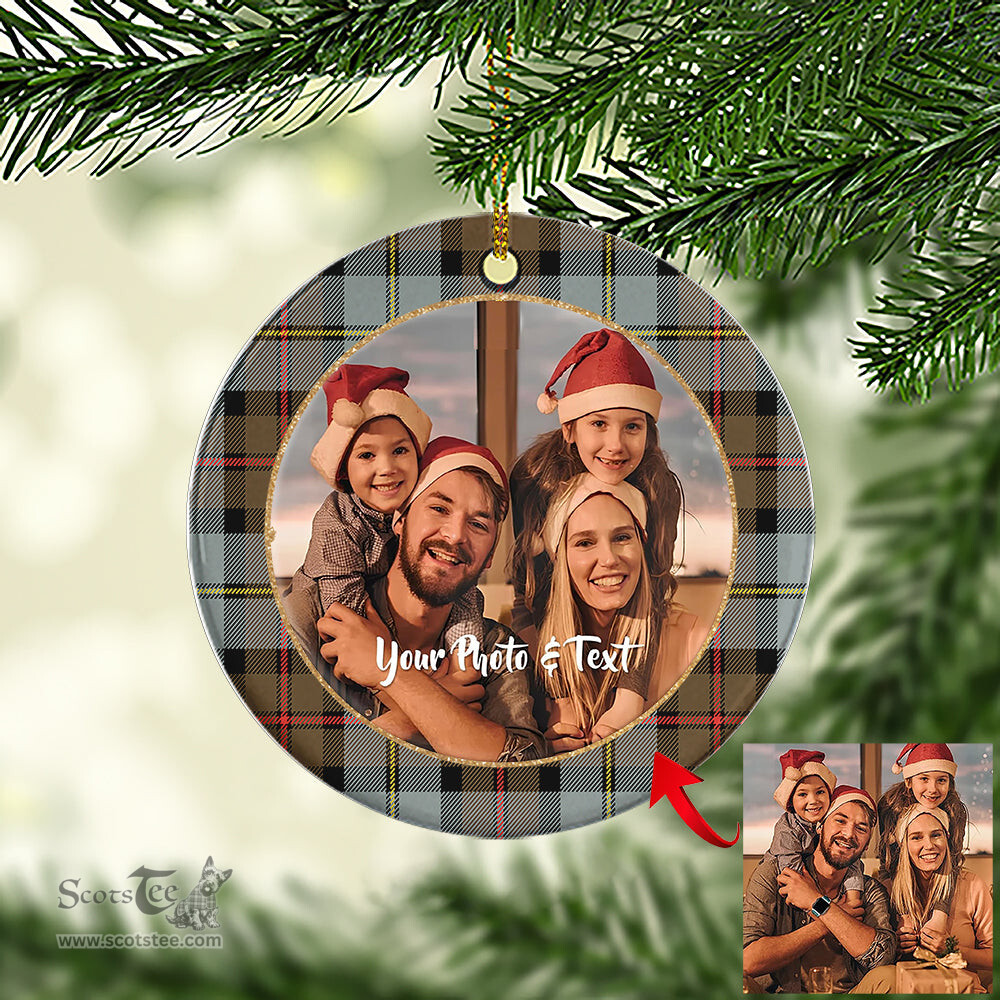Scottish MacLeod of Harris Weathered Tartan Ornament - Personalized Two Sided Family Christmas Photo Ceramic Ornament Scottish Plaid Tartan Plaid - ScotsTee - scotstee.com