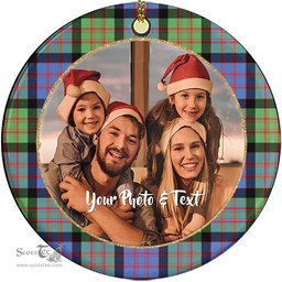 Scottish MacDonald Ancient Tartan Ornament - Personalized Two Sided Family Christmas Photo Ceramic Ornament Scottish Plaid Tartan Plaid - ScotsTee - scotstee.com