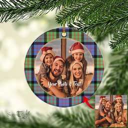 Scottish MacDonald Ancient Tartan Ornament - Personalized Two Sided Family Christmas Photo Ceramic Ornament Scottish Plaid Tartan Plaid - ScotsTee - scotstee.com