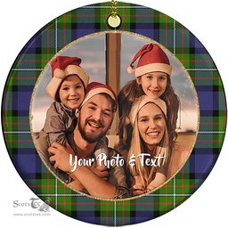 Scottish Fergusson Modern Tartan Ornament - Personalized Two Sided Family Christmas Photo Ceramic Ornament Scottish Plaid Tartan Plaid - ScotsTee - scotstee.com