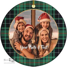 Scottish MacAulay Hunting Ancient Tartan Ornament - Personalized Two Sided Family Christmas Photo Ceramic Ornament Scottish Plaid Tartan Plaid - ScotsTee - scotstee.com