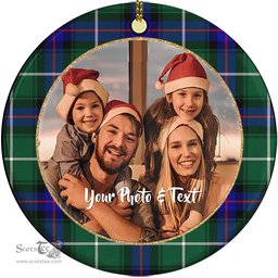 Scottish MacDonald of the Isles Hunting Modern Tartan Ornament - Personalized Two Sided Family Christmas Photo Ceramic Ornament Scottish Plaid Tartan Plaid - ScotsTee - scotstee.com