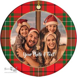 Scottish MacAulay Modern Tartan Ornament - Personalized Two Sided Family Christmas Photo Ceramic Ornament Scottish Plaid Tartan Plaid - ScotsTee - scotstee.com