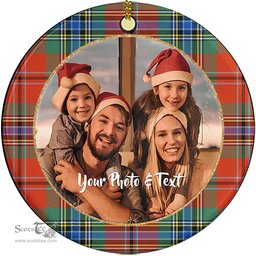 Scottish MacLean of Duart Ancient Tartan Ornament - Personalized Two Sided Family Christmas Photo Ceramic Ornament Scottish Plaid Tartan Plaid - ScotsTee - scotstee.com