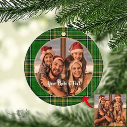 Scottish Downey tartan Tartan Ornament - Personalized Two Sided Family Christmas Photo Ceramic Ornament Scottish Plaid Tartan Plaid - ScotsTee - scotstee.com