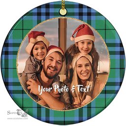Scottish Keith Ancient Tartan Ornament - Personalized Two Sided Family Christmas Photo Ceramic Ornament Scottish Plaid Tartan Plaid - ScotsTee - scotstee.com