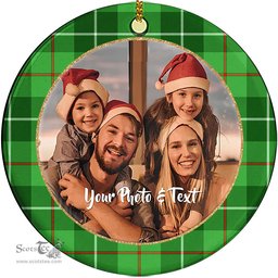 Scottish Galloway District Tartan Ornament - Personalized Two Sided Family Christmas Photo Ceramic Ornament Scottish Plaid Tartan Plaid - ScotsTee - scotstee.com