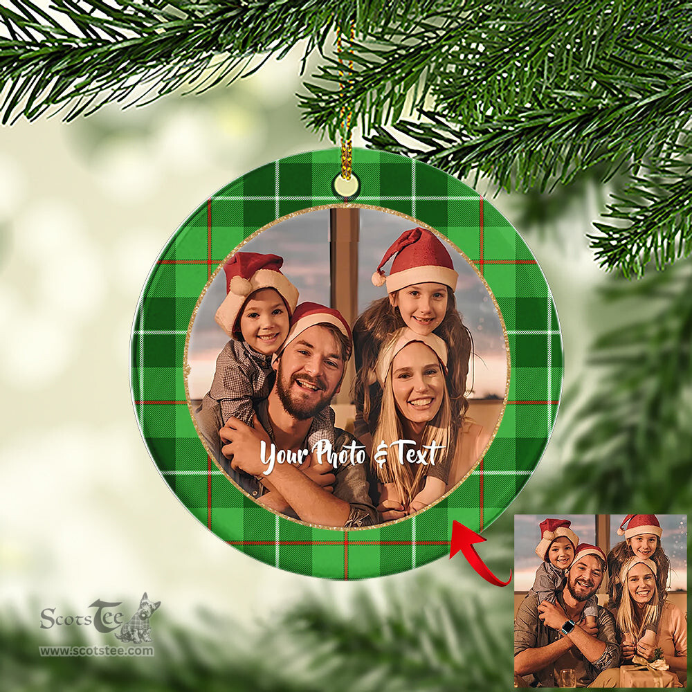 Scottish Galloway District Tartan Ornament - Personalized Two Sided Family Christmas Photo Ceramic Ornament Scottish Plaid Tartan Plaid - ScotsTee - scotstee.com