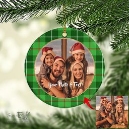 Scottish Galloway District Tartan Ornament - Personalized Two Sided Family Christmas Photo Ceramic Ornament Scottish Plaid Tartan Plaid - ScotsTee - scotstee.com