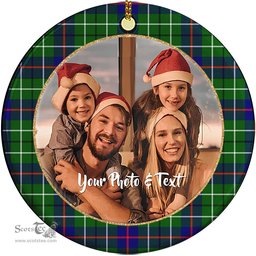 Scottish Duncan Modern Tartan Ornament - Personalized Two Sided Family Christmas Photo Ceramic Ornament Scottish Plaid Tartan Plaid - ScotsTee - scotstee.com