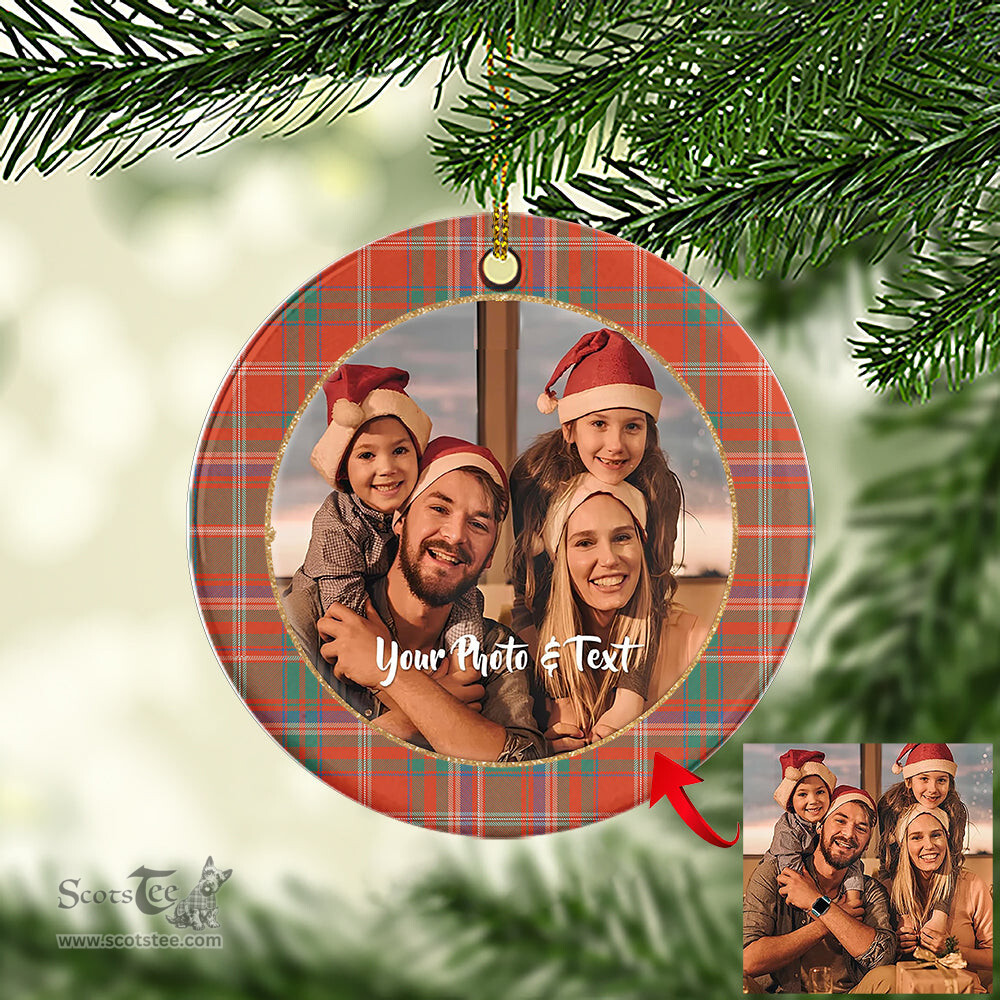 Scottish MacDougall Ancient Tartan Ornament - Personalized Two Sided Family Christmas Photo Ceramic Ornament Scottish Plaid Tartan Plaid - ScotsTee - scotstee.com