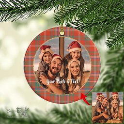 Scottish MacDougall Ancient Tartan Ornament - Personalized Two Sided Family Christmas Photo Ceramic Ornament Scottish Plaid Tartan Plaid - ScotsTee - scotstee.com