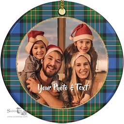 Scottish MacLaren Ancient Tartan Ornament - Personalized Two Sided Family Christmas Photo Ceramic Ornament Scottish Plaid Tartan Plaid - ScotsTee - scotstee.com