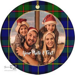 Scottish MacLeod of Harris Modern Tartan Ornament - Personalized Two Sided Family Christmas Photo Ceramic Ornament Scottish Plaid Tartan Plaid - ScotsTee - scotstee.com