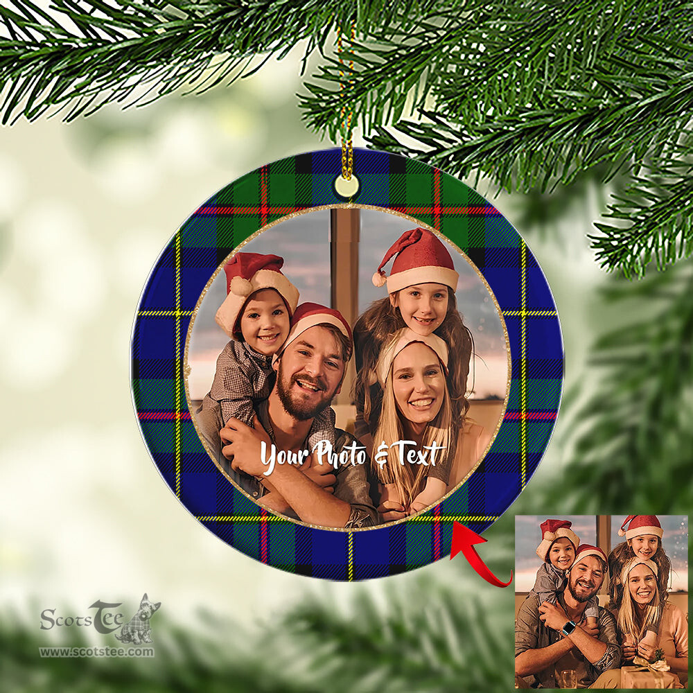 Scottish MacLeod of Harris Modern Tartan Ornament - Personalized Two Sided Family Christmas Photo Ceramic Ornament Scottish Plaid Tartan Plaid - ScotsTee - scotstee.com