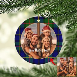 Scottish MacLeod of Harris Modern Tartan Ornament - Personalized Two Sided Family Christmas Photo Ceramic Ornament Scottish Plaid Tartan Plaid - ScotsTee - scotstee.com