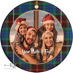 Scottish Fraser Hunting Ancient Tartan Ornament - Personalized Two Sided Family Christmas Photo Ceramic Ornament Scottish Plaid Tartan Plaid - ScotsTee - scotstee.com
