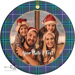 Scottish Douglas Modern Tartan Ornament - Personalized Two Sided Family Christmas Photo Ceramic Ornament Scottish Plaid Tartan Plaid - ScotsTee - scotstee.com