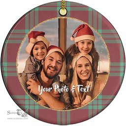 Scottish MacGregor Hunting Ancient Tartan Ornament - Personalized Two Sided Family Christmas Photo Ceramic Ornament Scottish Plaid Tartan Plaid - ScotsTee - scotstee.com