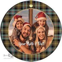 Scottish Farquharson Weathered Tartan Ornament - Personalized Two Sided Family Christmas Photo Ceramic Ornament Scottish Plaid Tartan Plaid - ScotsTee - scotstee.com
