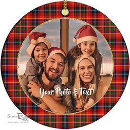 Scottish Innes Modern Tartan Ornament - Personalized Two Sided Family Christmas Photo Ceramic Ornament Scottish Plaid Tartan Plaid - ScotsTee - scotstee.com