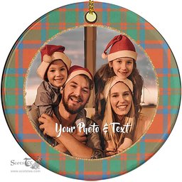 Scottish MacKintosh Ancient Tartan Ornament - Personalized Two Sided Family Christmas Photo Ceramic Ornament Scottish Plaid Tartan Plaid - ScotsTee - scotstee.com