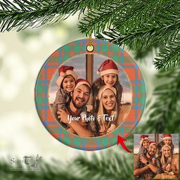 Scottish MacKintosh Ancient Tartan Ornament - Personalized Two Sided Family Christmas Photo Ceramic Ornament Scottish Plaid Tartan Plaid - ScotsTee - scotstee.com