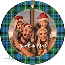 Scottish Lyon Clan Tartan Ornament - Personalized Two Sided Family Christmas Photo Ceramic Ornament Scottish Plaid Tartan Plaid - ScotsTee - scotstee.com