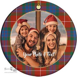 Scottish Fraser Ancient Tartan Ornament - Personalized Two Sided Family Christmas Photo Ceramic Ornament Scottish Plaid Tartan Plaid - ScotsTee - scotstee.com