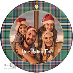 Scottish MacFarlane Hunting Ancient Tartan Ornament - Personalized Two Sided Family Christmas Photo Ceramic Ornament Scottish Plaid Tartan Plaid - ScotsTee - scotstee.com